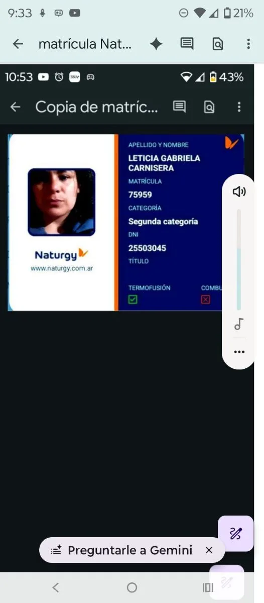 GASISTA MATRICULADO LET 9